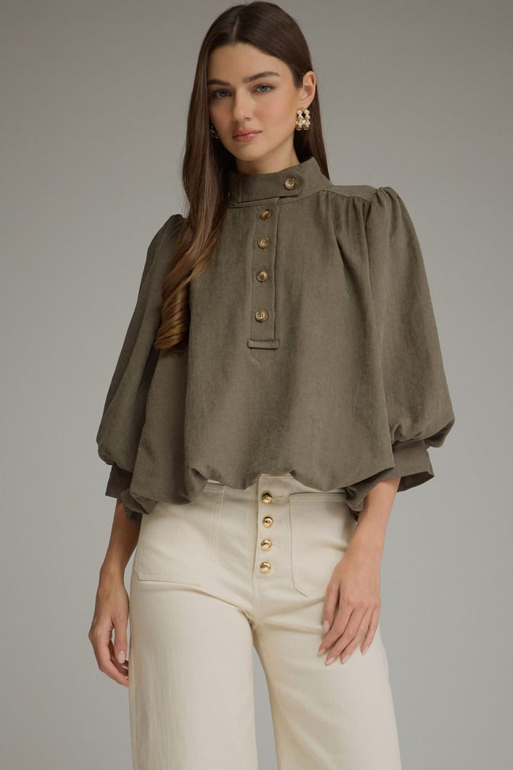 Olive button front top =A Styled Collective 