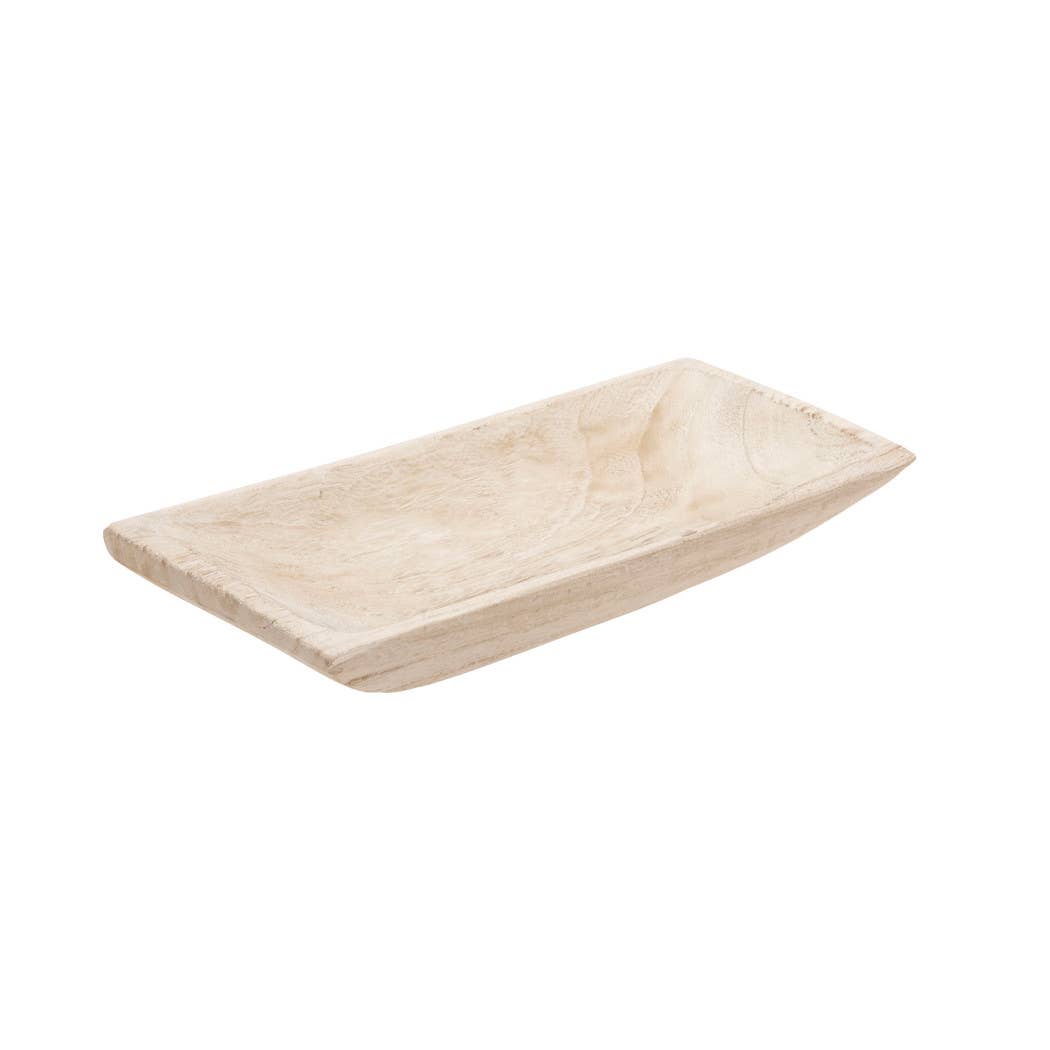 White Wooden Rectangular Coastal Trays (Set of 2)