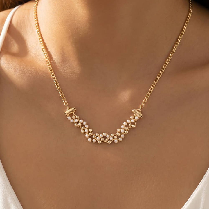 Glass Bead Woven Chain Necklace