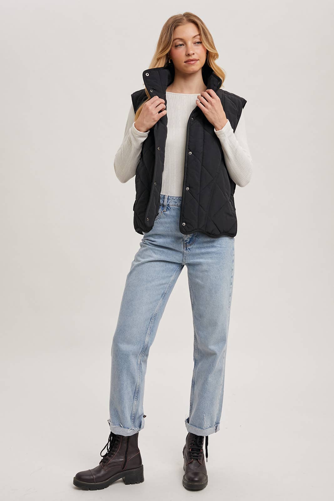 Black Button Down Quilted Vest