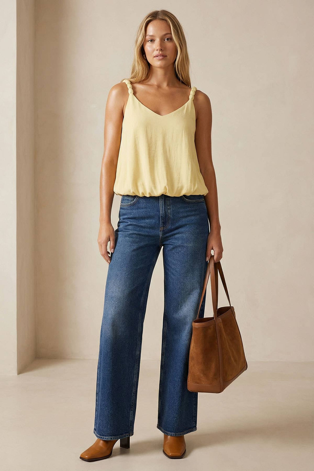 Billowy Strap Accent Tank Top