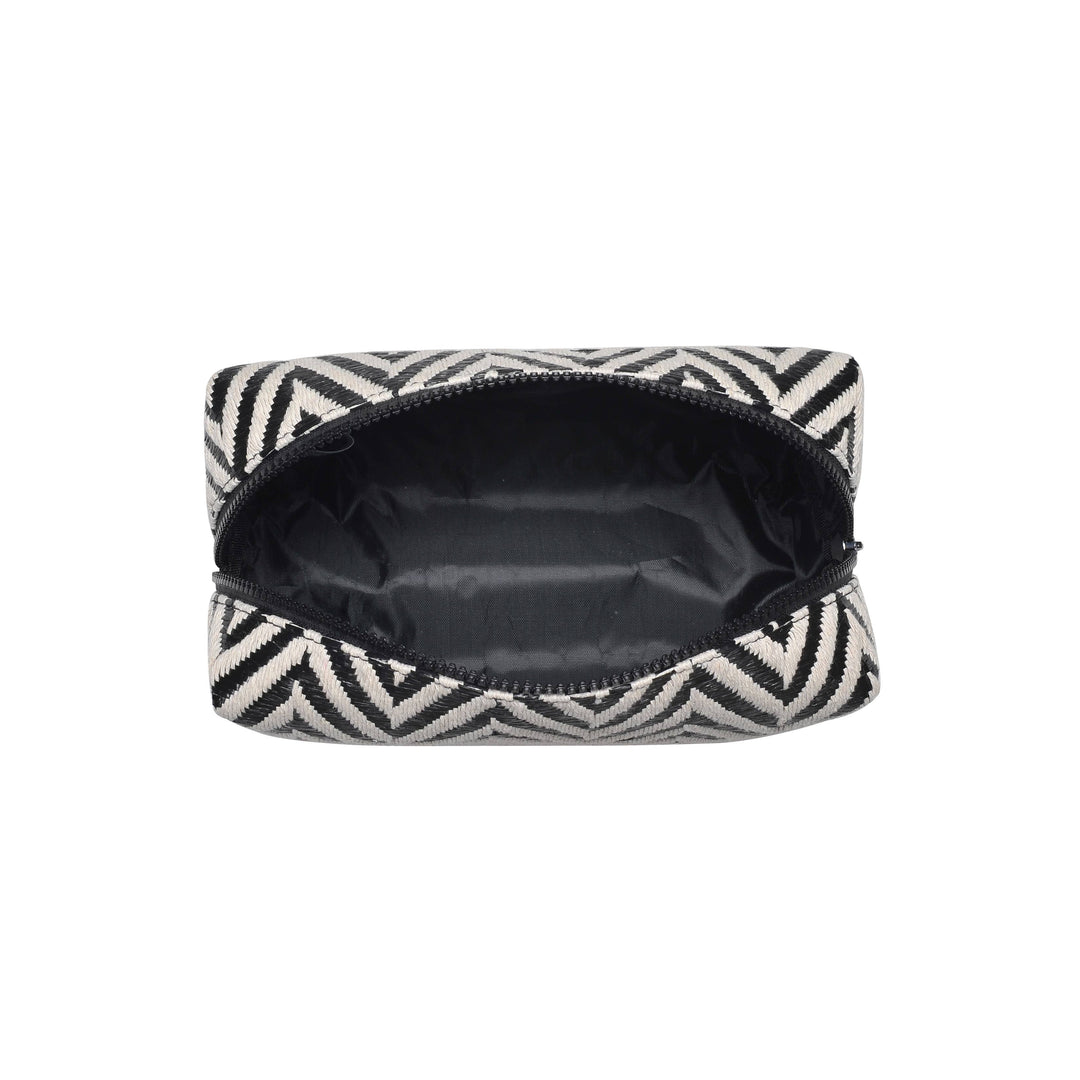 Makeup Bag Black/White Chevron Design