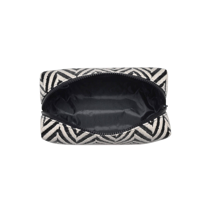 Makeup Bag Black/White Chevron Design