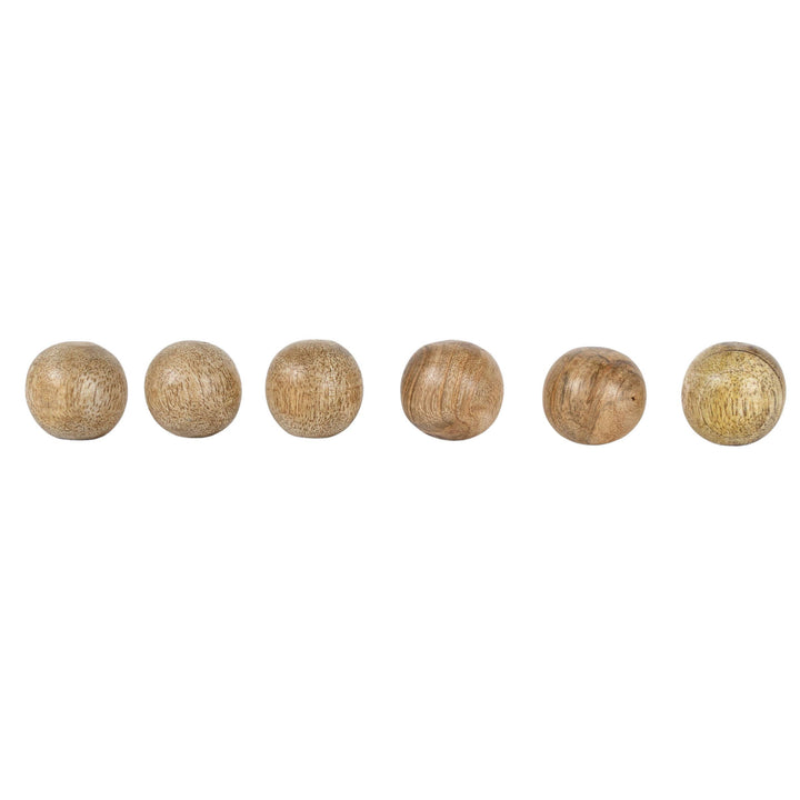 Set of 6 Boho Natural Wood Balls with Cotton Bag