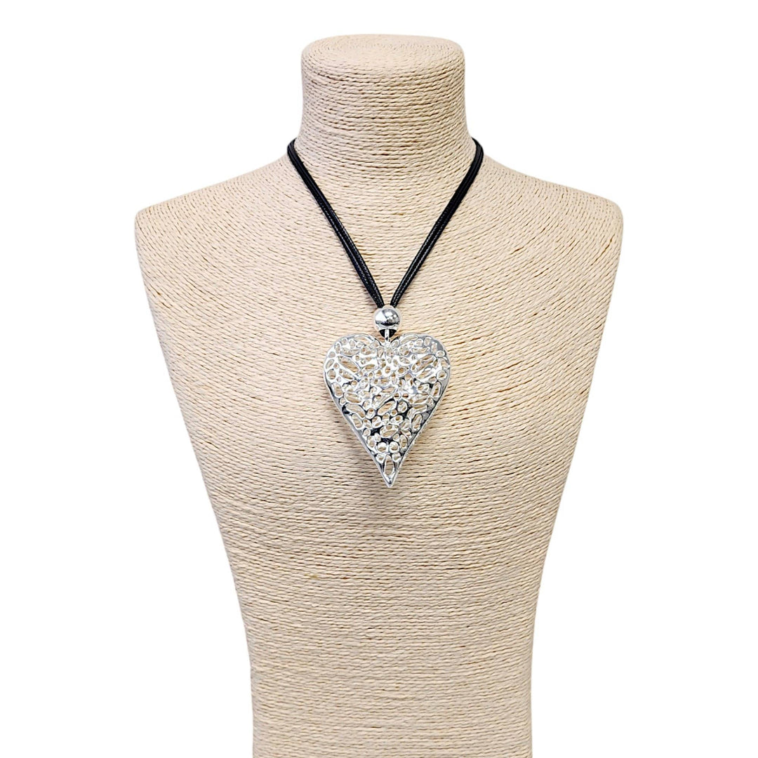 Gold Puffy Heart Pendant Necklace