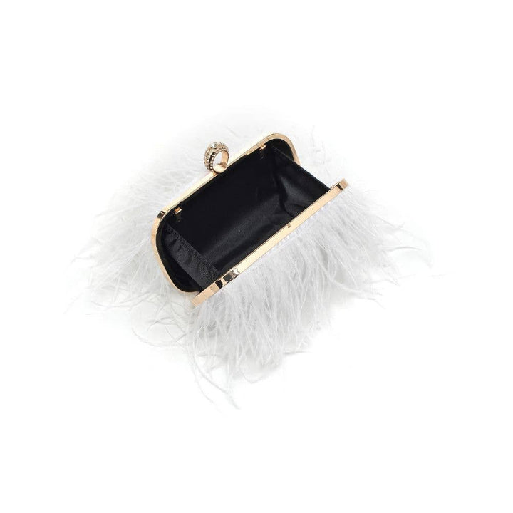 Suede Leather Bag with Feathers