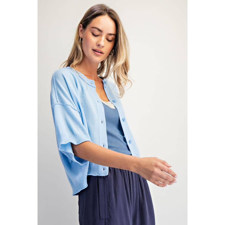 Light blue Crew neck cardigan