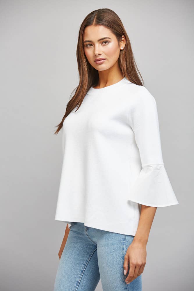 White Flare Bell Sleeve Top