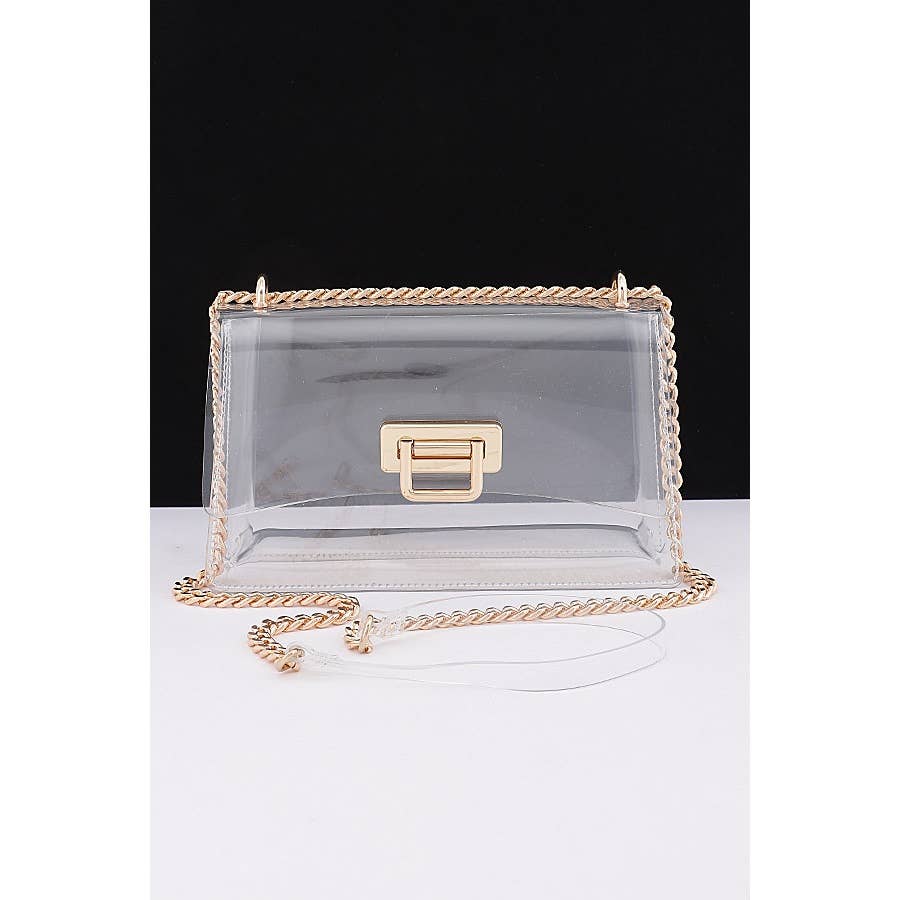 Clear Stadium Bag with Gold Accents