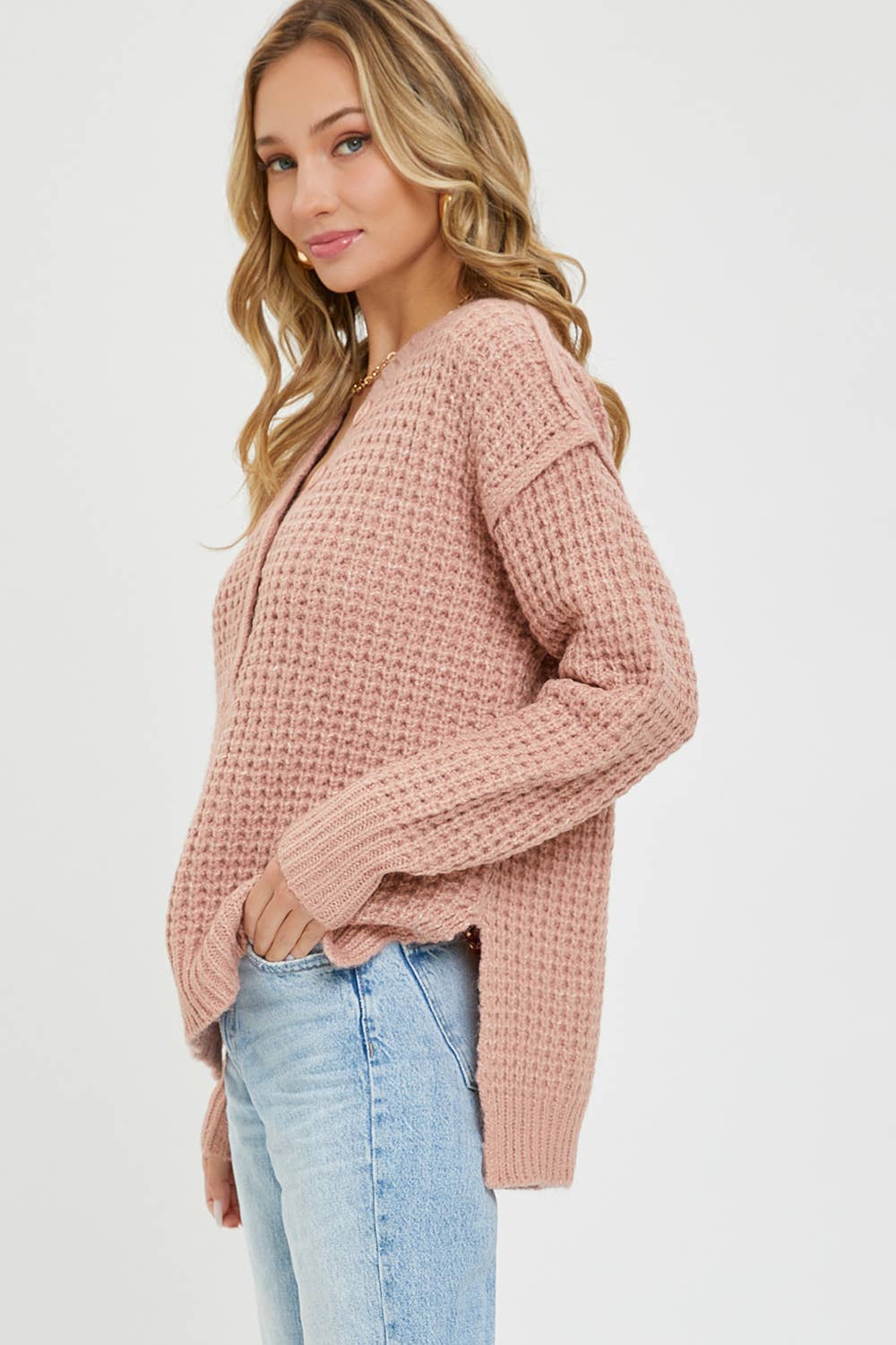 Ivory Waffle Knit Sweater