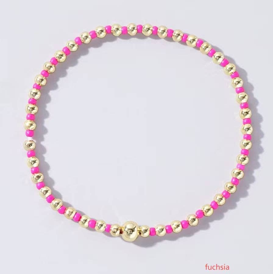 Boho Colored Bracelet with beads/gold ball