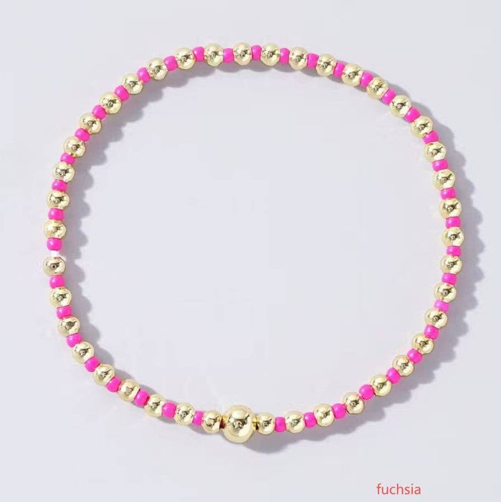 Boho Colored Bracelet with beads/gold ball