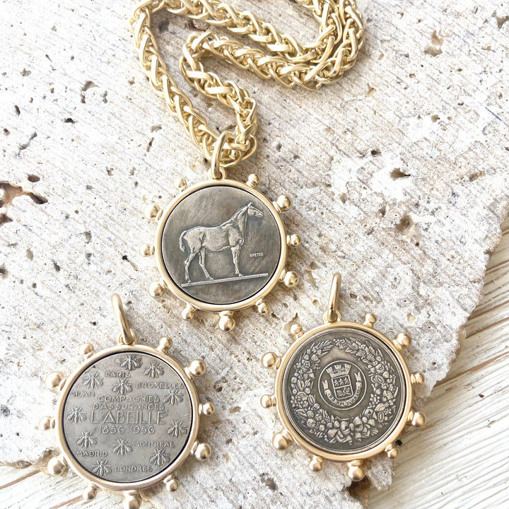 Matte Gold Bee Coin Necklace