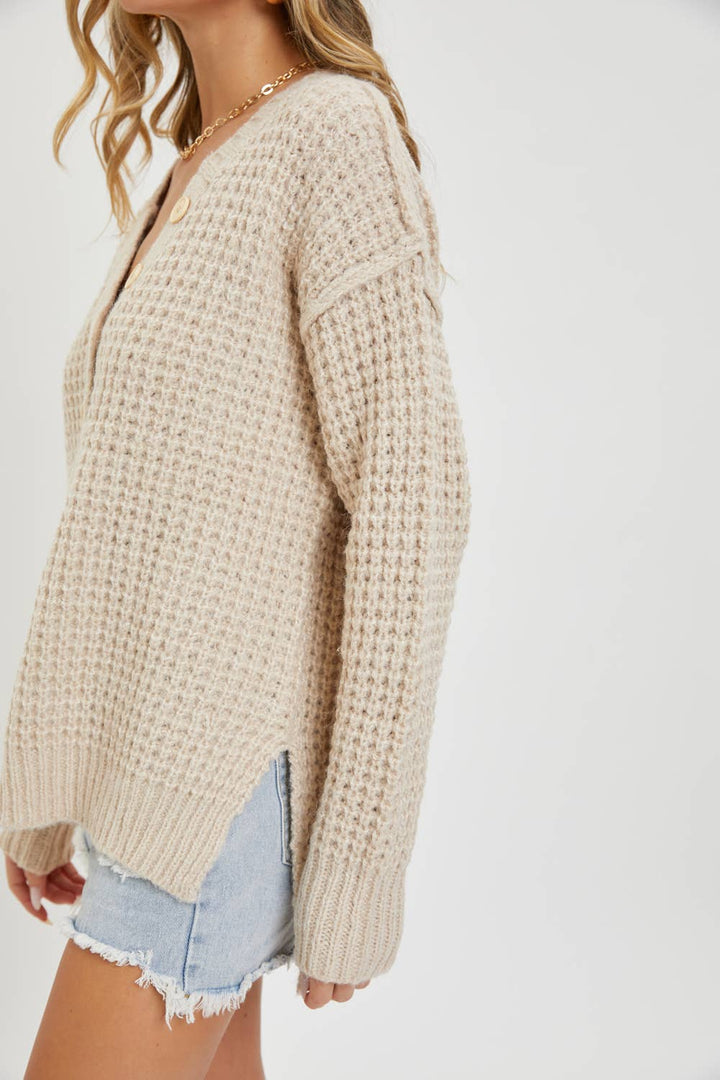 Ivory Waffle Knit Sweater