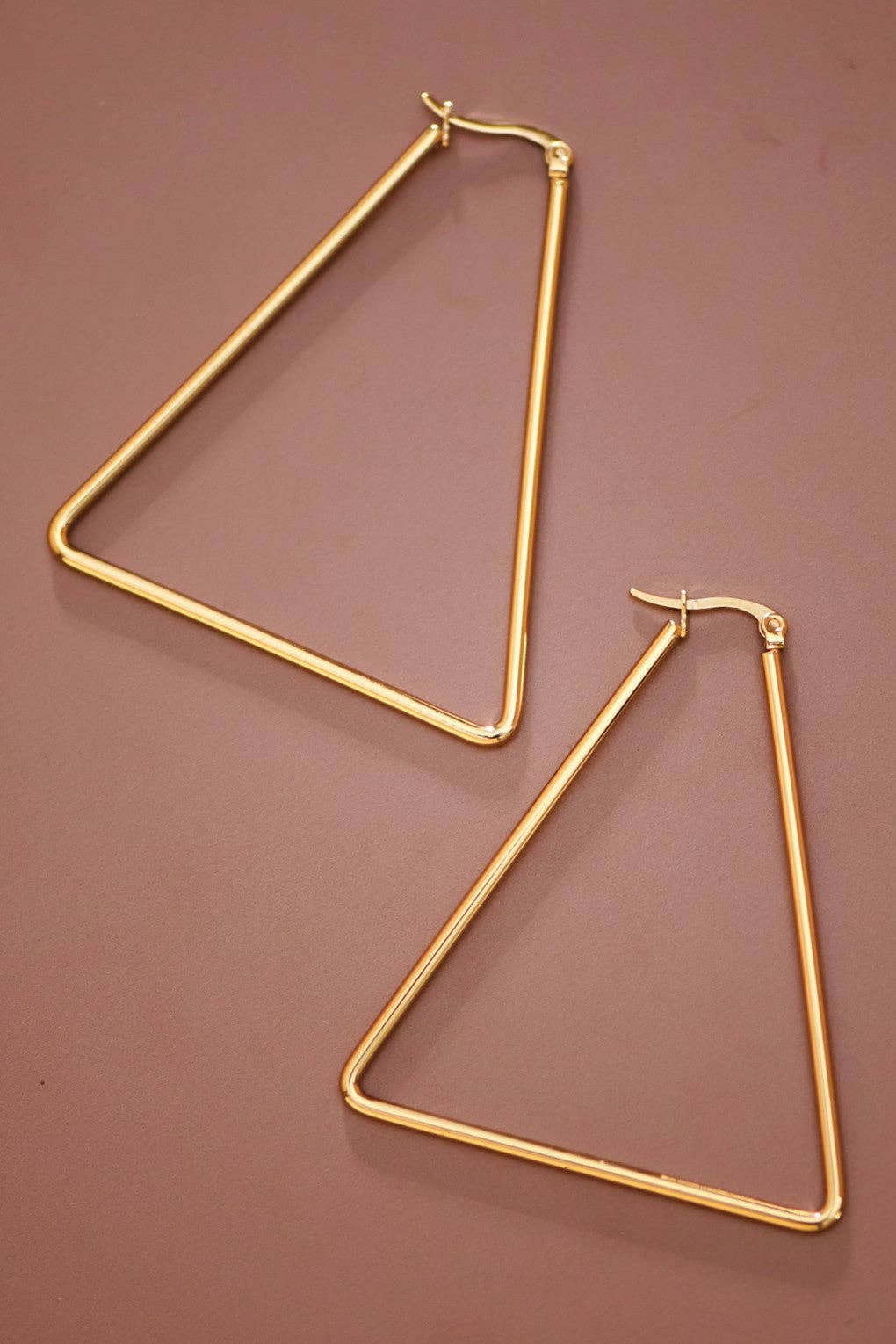 Triangle 18K Gold Plated Waterproof Stainless Steel Hoop Earrings