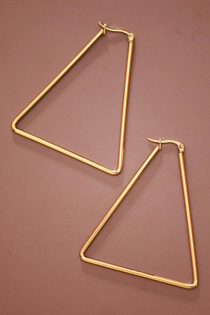 Triangle 18K Gold Plated Waterproof Stainless Steel Hoop Earrings