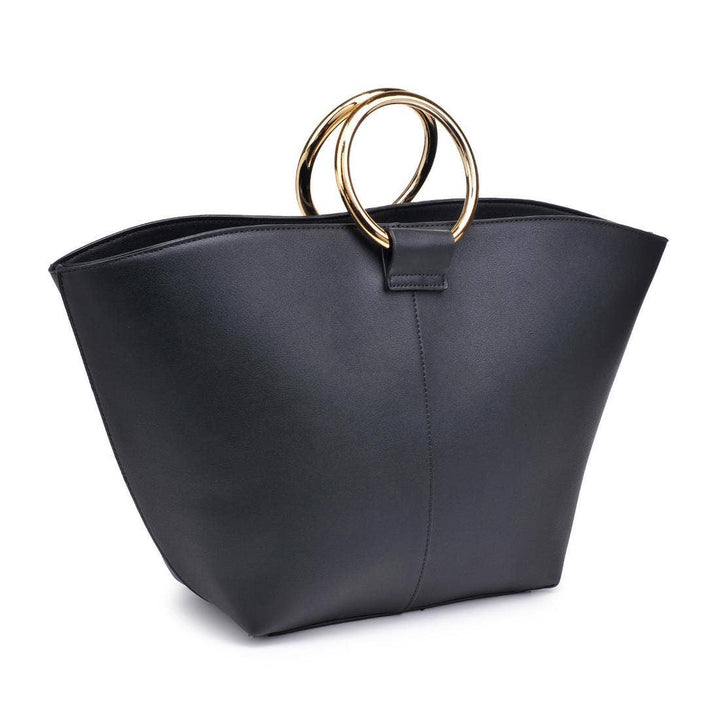 Black Luxe Tote with Gold Handle