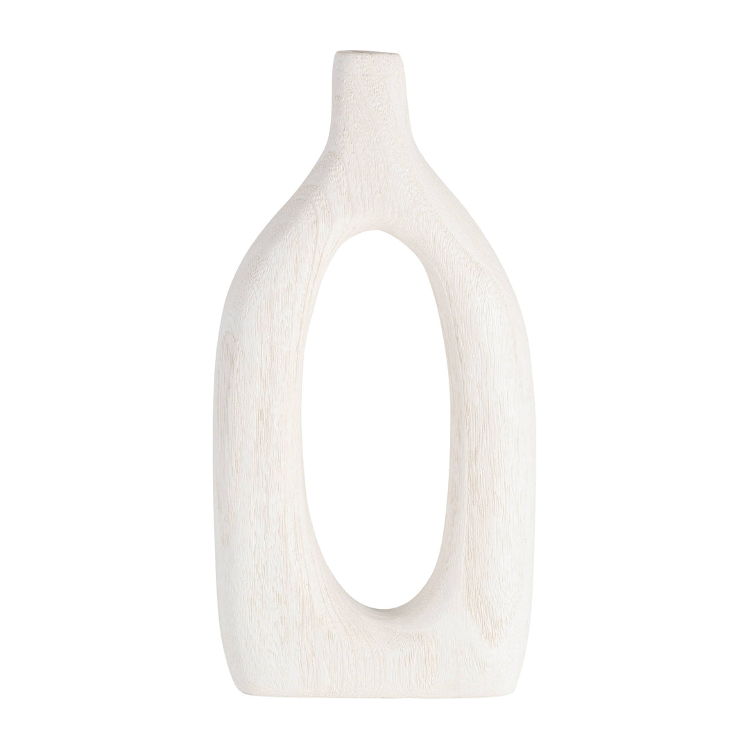 White Paulownia Wood Abstract Cut-Out Vase