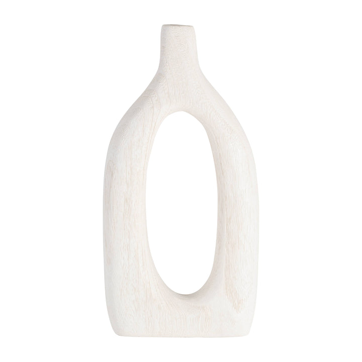 White Paulownia Wood Abstract Cut-Out Vase