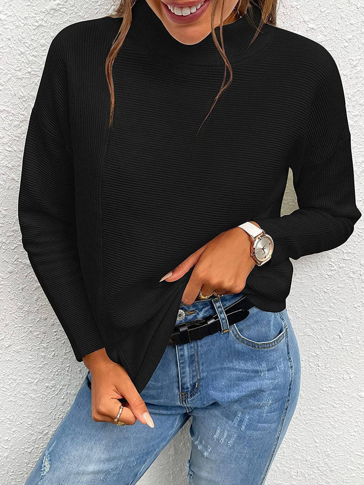 Pullover Striped Mockneck Sweater