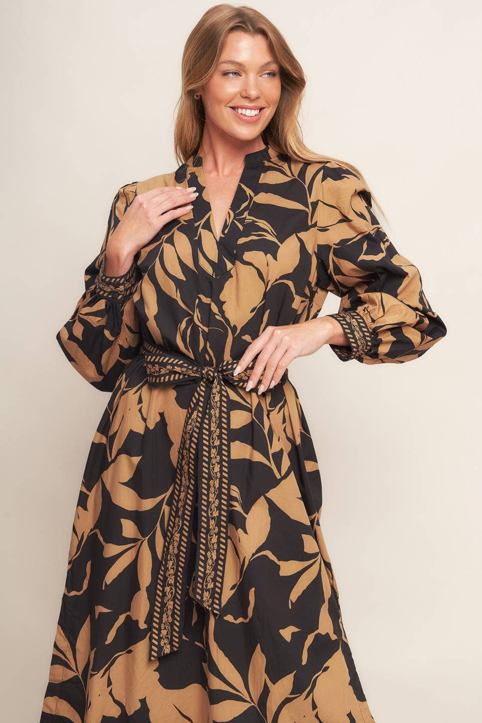 Printed Woven Midi Dress