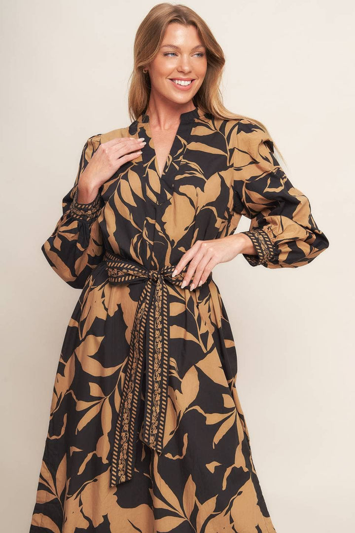 Printed Woven Midi Dress