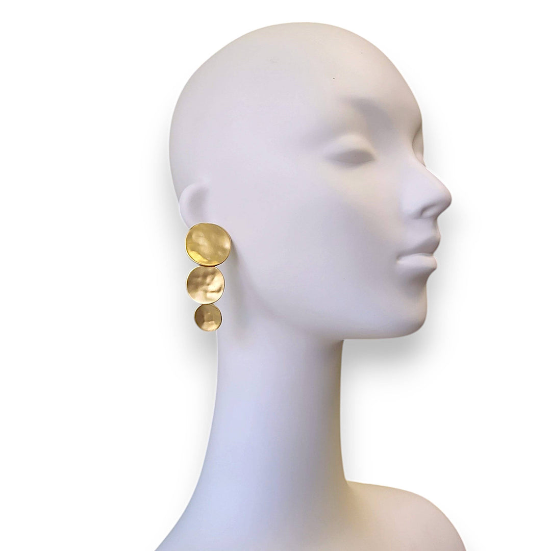 Gold 3 Disc Earring