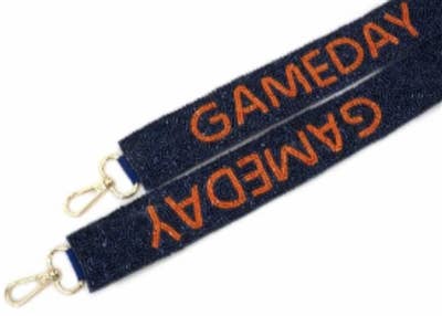 Navy & Orange Game Day Crystal Purse Strap