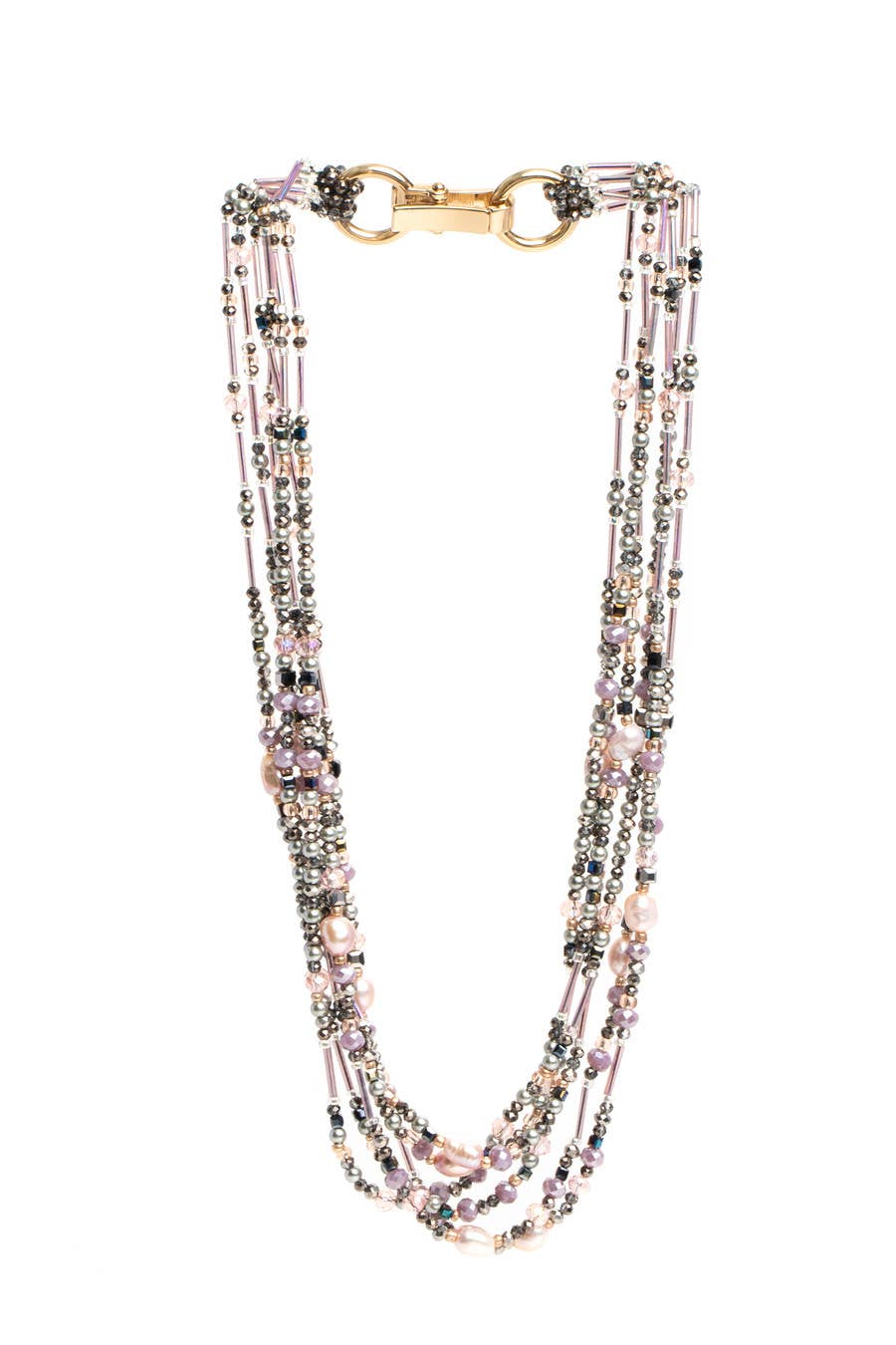 Amethyst Dreams Glass Beaded Crystal Layered Necklace