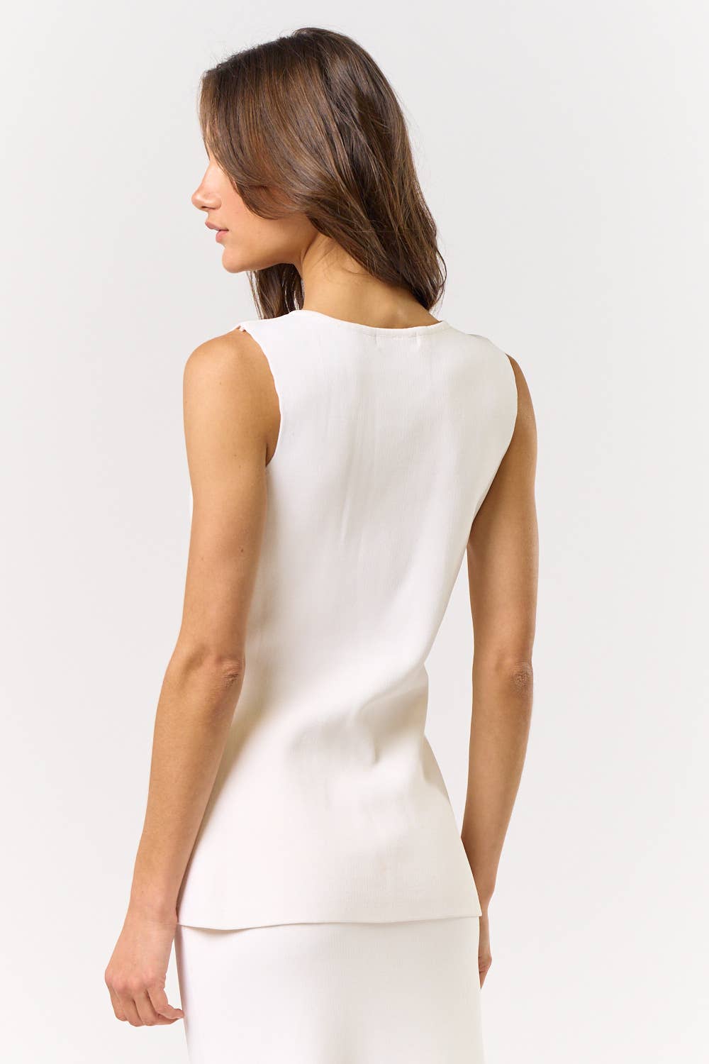 White Button Front Sleeveless Vest