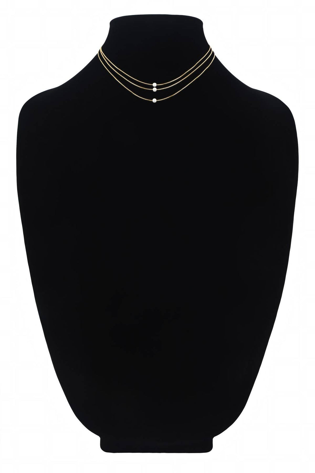 Brass 3 Layered Pearl Bead Necklace