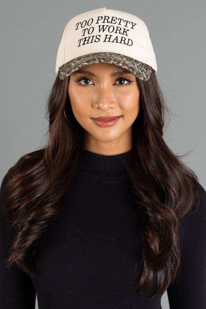 Too Pretty To Work Hard Two-Toned Trucker Hat