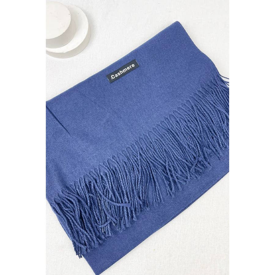 Red Solid Cashmere Scarf With Tassel