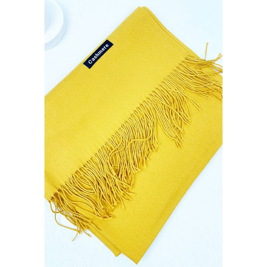 Red Solid Cashmere Scarf With Tassel