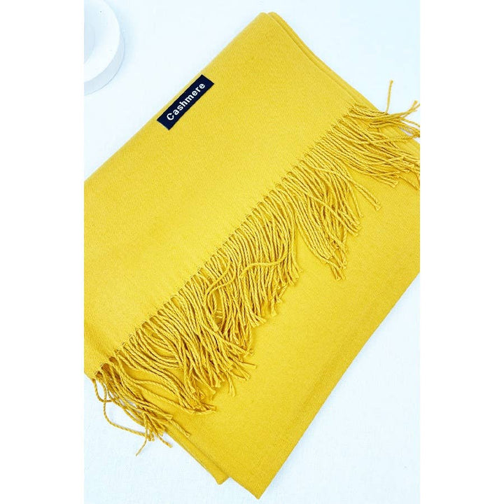 Red Solid Cashmere Scarf With Tassel