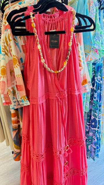 coral summer dresses Smocked Maxi Dress with Plunging V Neck for Vacation Some dresses are just made for beautiful destinations Coral Summer Short Dresses Party