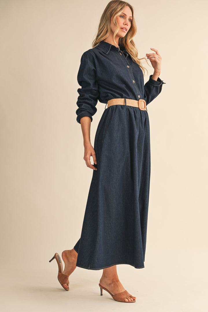 Dark Denim Top/Skirt with Belt