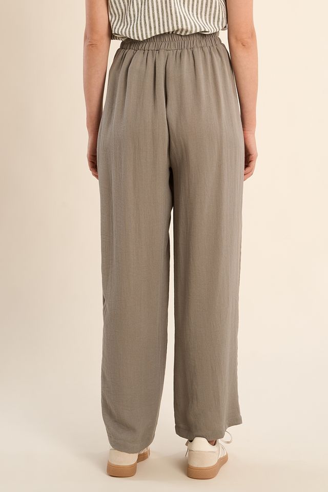 Olive Woven Elastic Waist Pant