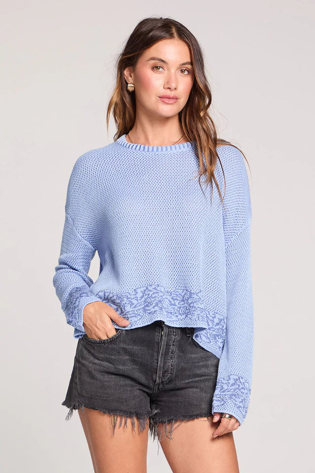 Blue Sweater Top with Design
