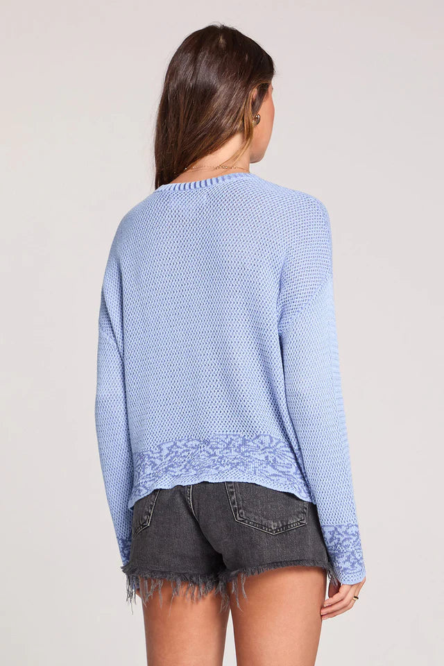 Blue Sweater Top with Design