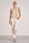 Sand Sleeveless Sweater top with white tee