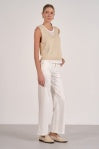 Sand Sleeveless Sweater top with white tee