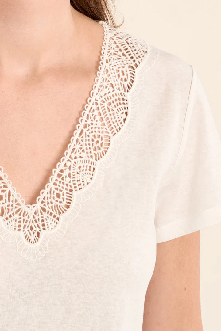 White Short Sleeved Shirt with Embroidery