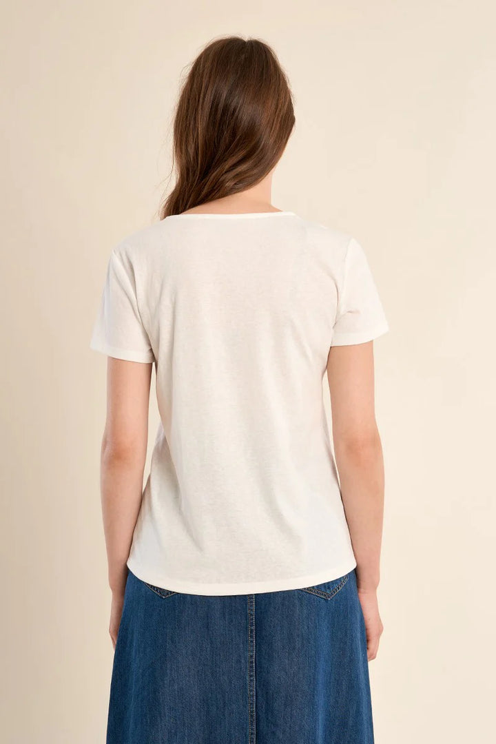 White Short Sleeved Shirt with Embroidery