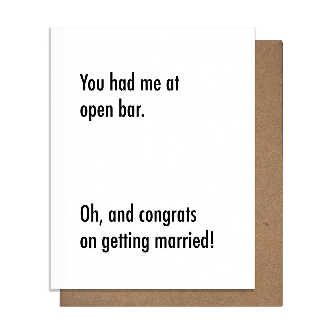 Open Bar - Wedding Card - A Styled Collective Womens Boutique