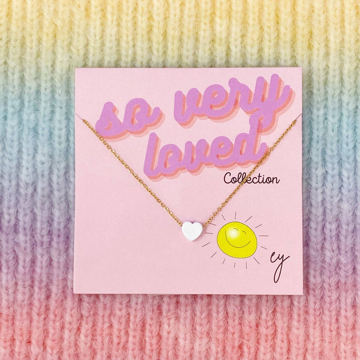 So Very Loved Heart Necklace: White
