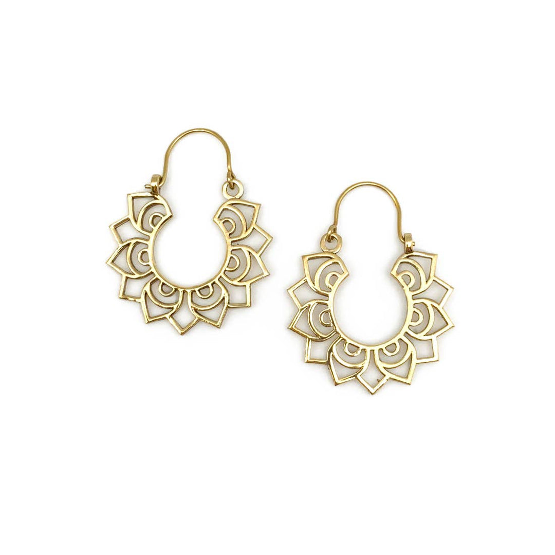 Tanvi Collection Earrings - Gold Scalloped Petals - A Styled Collective Womens Boutique