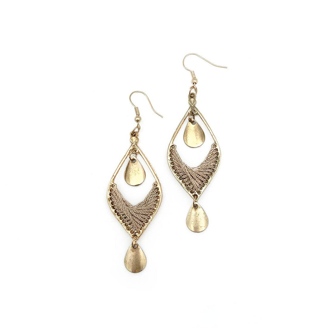 Sachi Desert Arches Collection Earrings - Tan Marquise Drop - A Styled Collective Womens Boutique