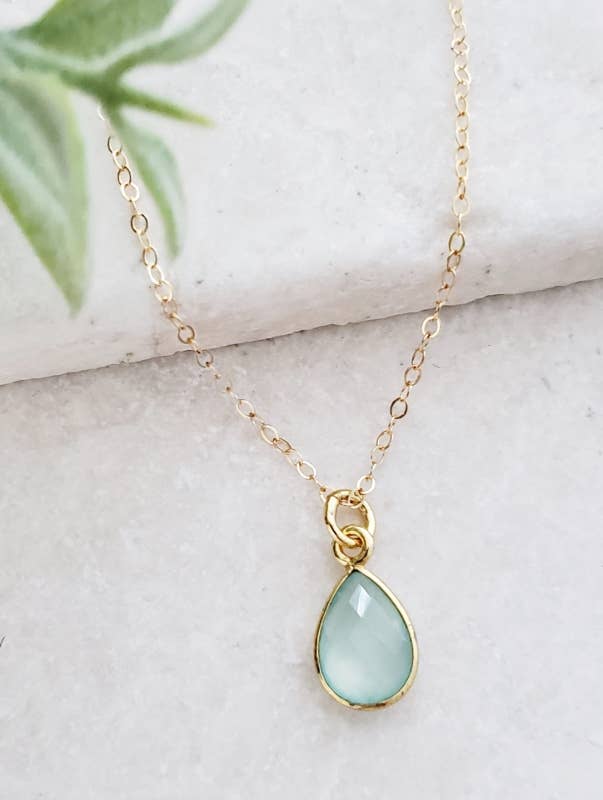 Gold Teardrop Aqua Necklace - A Styled Collective Womens Boutique